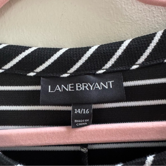Lane Bryant Black and White Striped Pocket Shift Dress 3/4 Sleeve Size 14/16 - Picture 3 of 4